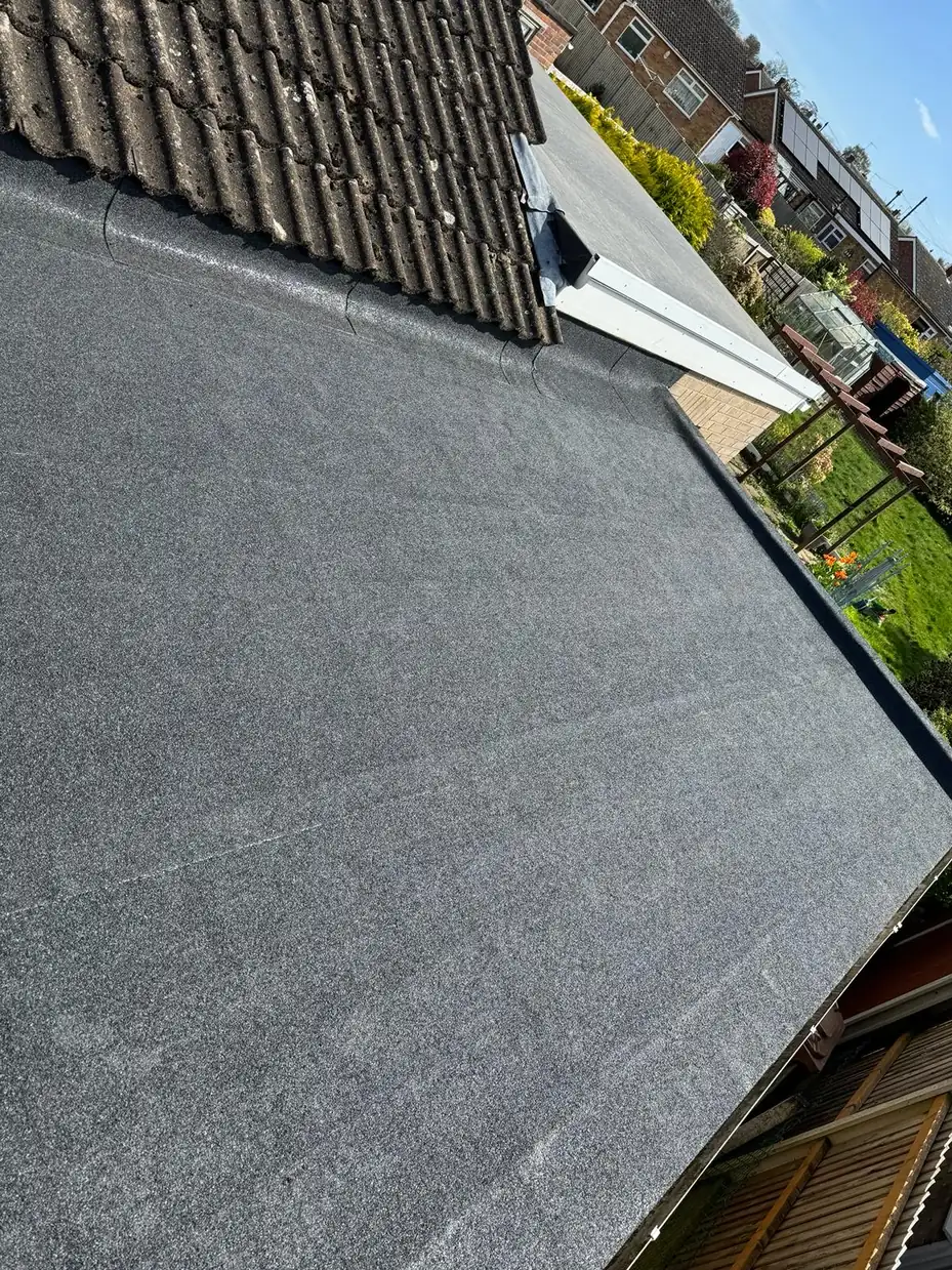 A completed fibreglass flat roof on a King's Lynn property